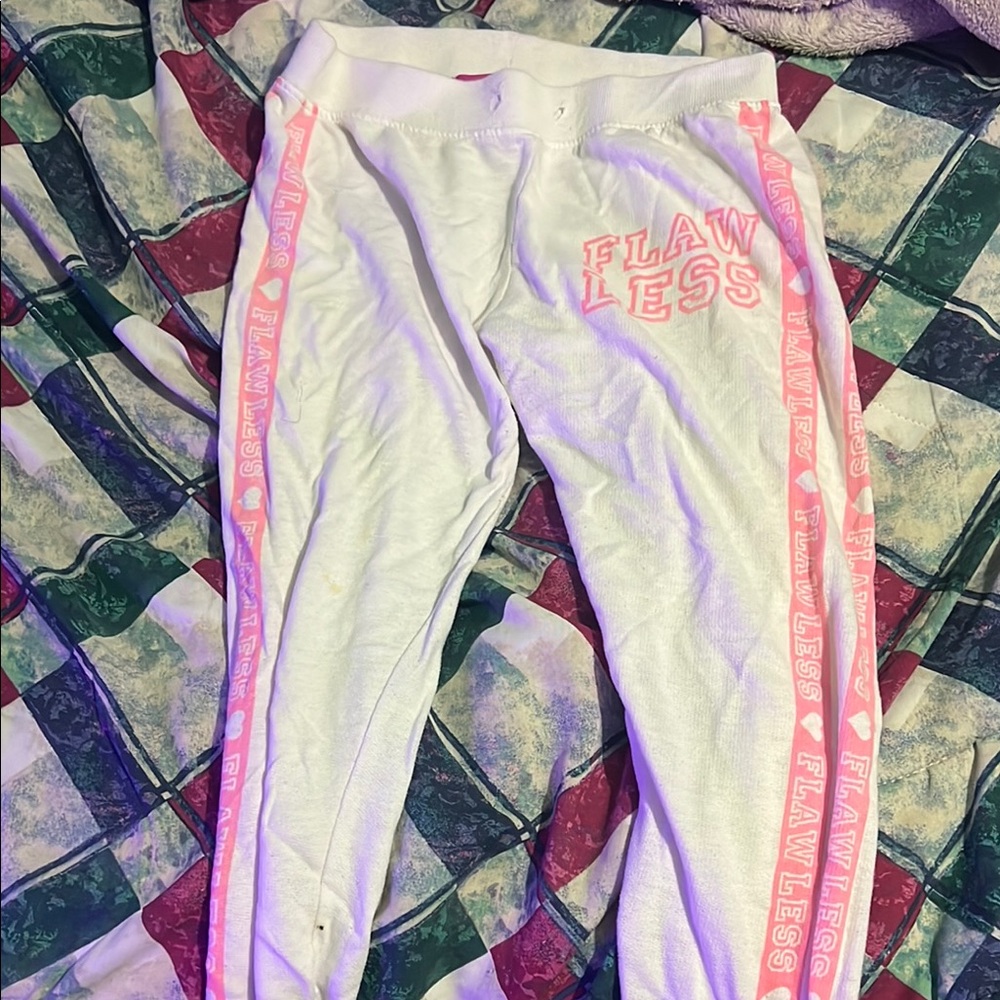 Flawless White and Pink Joggers